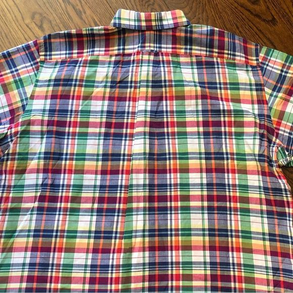 RALPH LAUREN Men’s Short Sleeve Plaid Button Down Shirt w/ Collar Buttons Sz 2XB - Picture 6 of 7